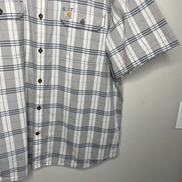 CARHARTT Plaid Shirt Men XL Original Fit Midweight Button Down Gray 104175 - Picture 5 of 13